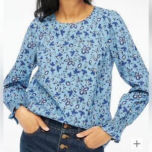 NWT J Crew Long-sleeve printed poplin blouse